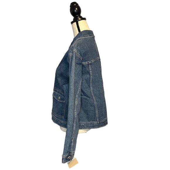 NWT Vintage Liz Claiborne Blue Denim Jacket Asymmetrical Zipper Moto Size 14 - Picture 4 of 8